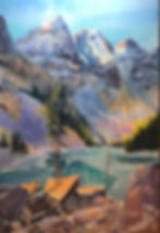 Peinture figurative d'un paysage de montagne de l'ouest canadien par l'artiste peintre Chantal D'Andrade