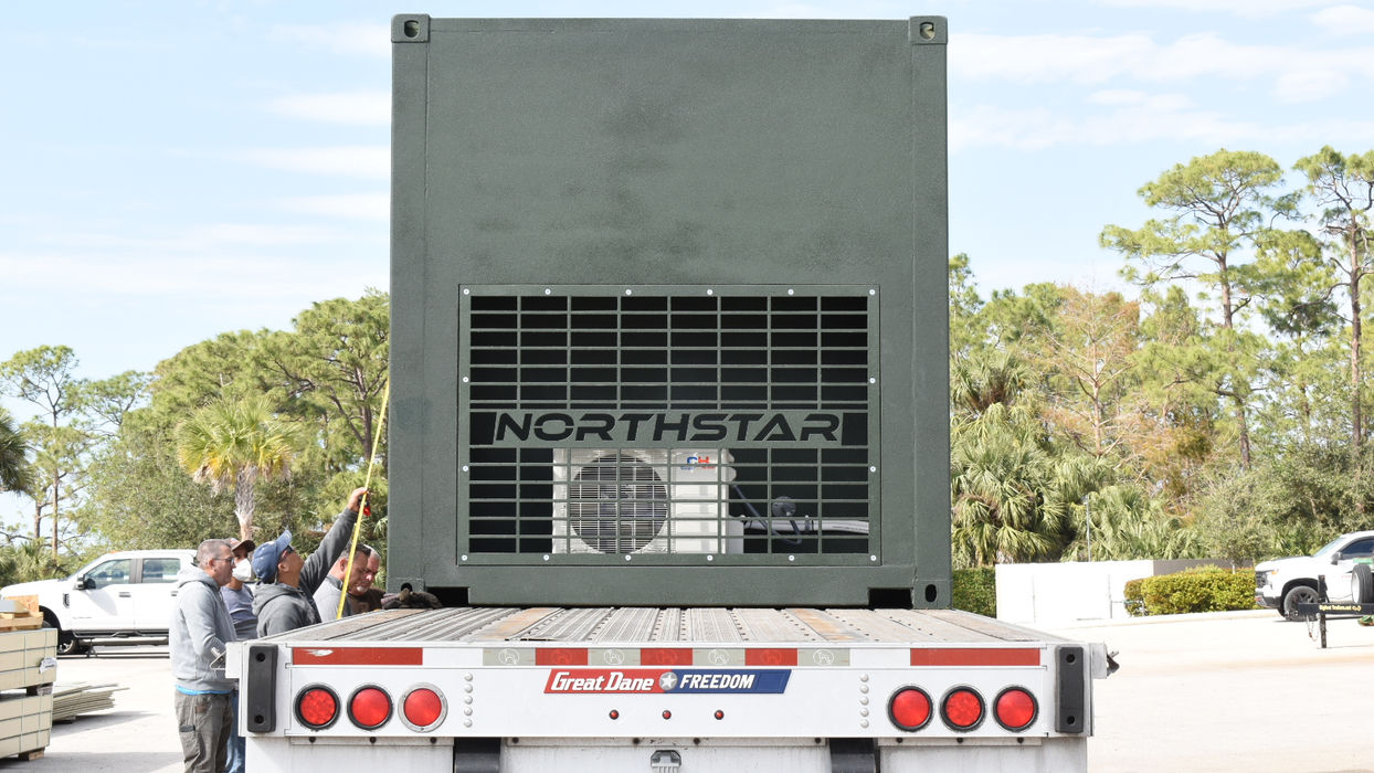 Northstar container on flatbed trailer