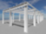 Steel structure building framework 3D model rendering