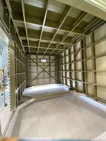 Empty interior of a large metal structure