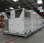 Large industrial HVAC unit in warehouse