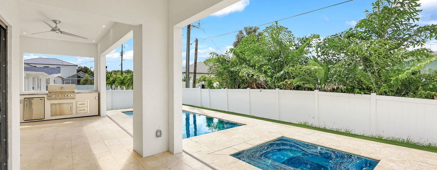 Outdoor pool area at Northstar Building Systems