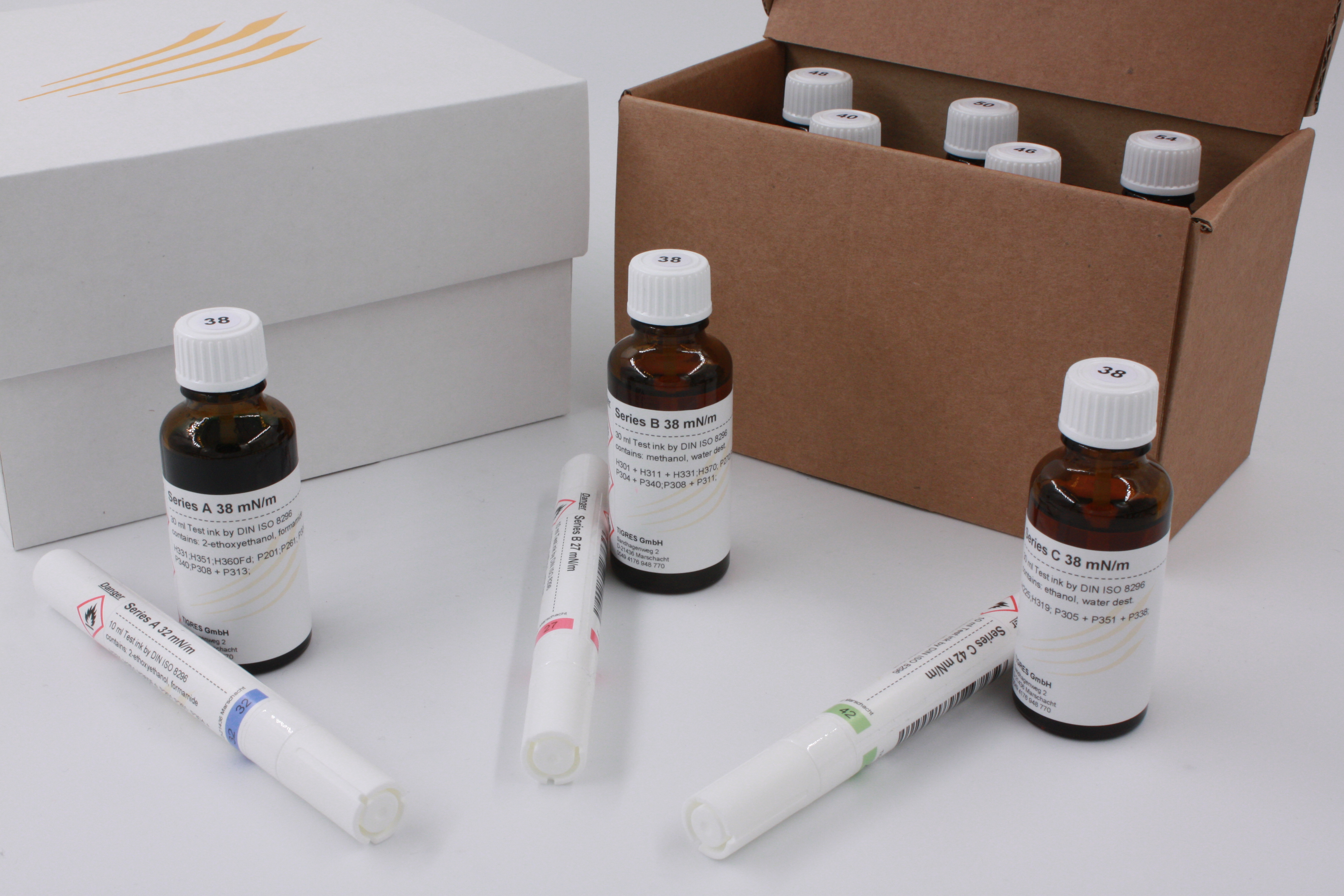 Flacons et feutres Test Ink pour contrôler la mouillabilité