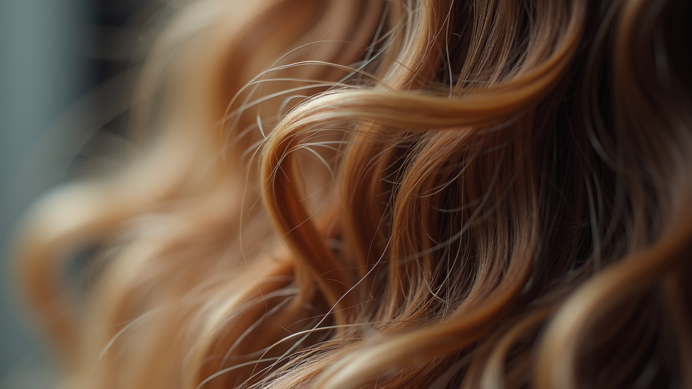 Close-up view of hair strands with balayage highlights