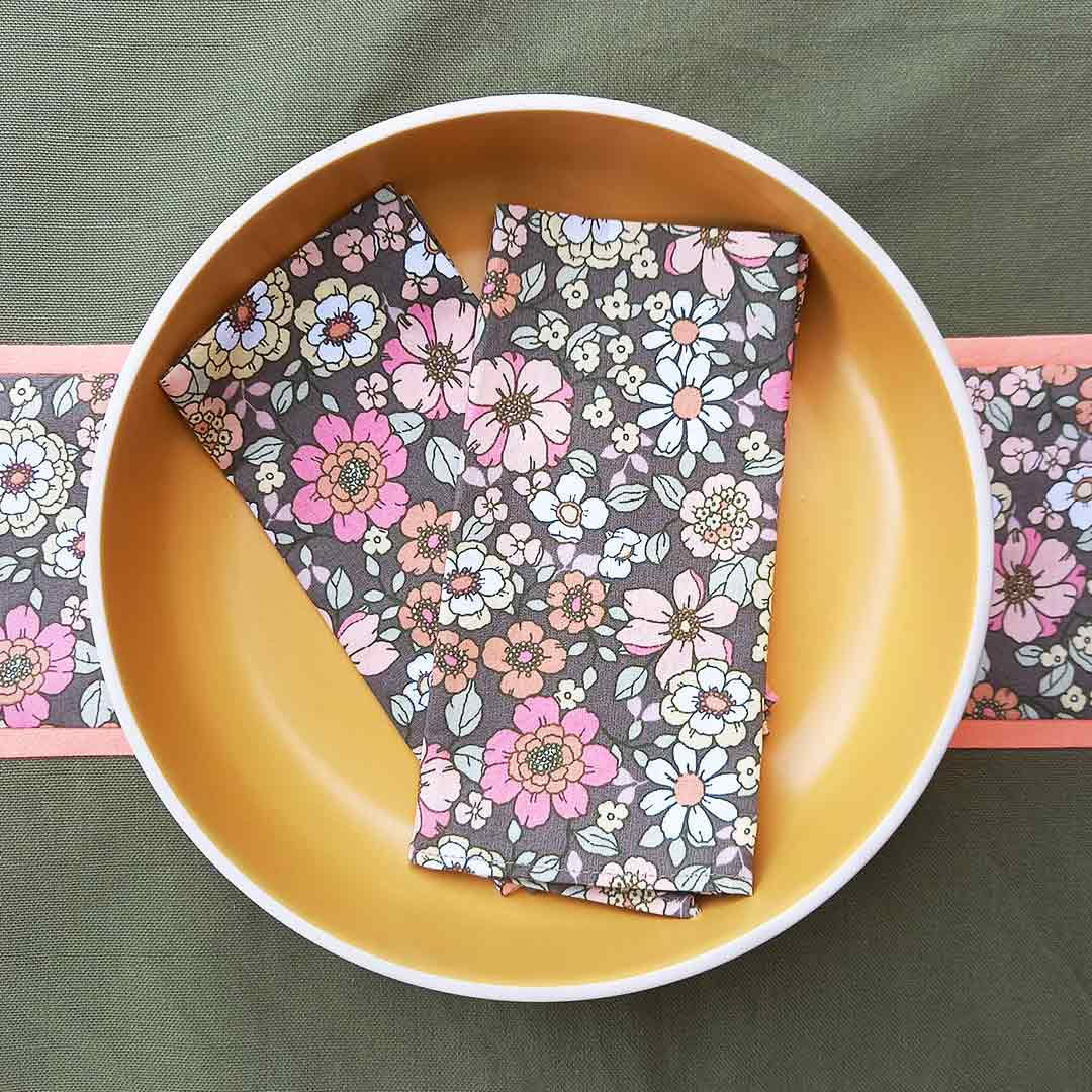 Serviettes de table vert kaki liberty 35x35 cm - lot de 2