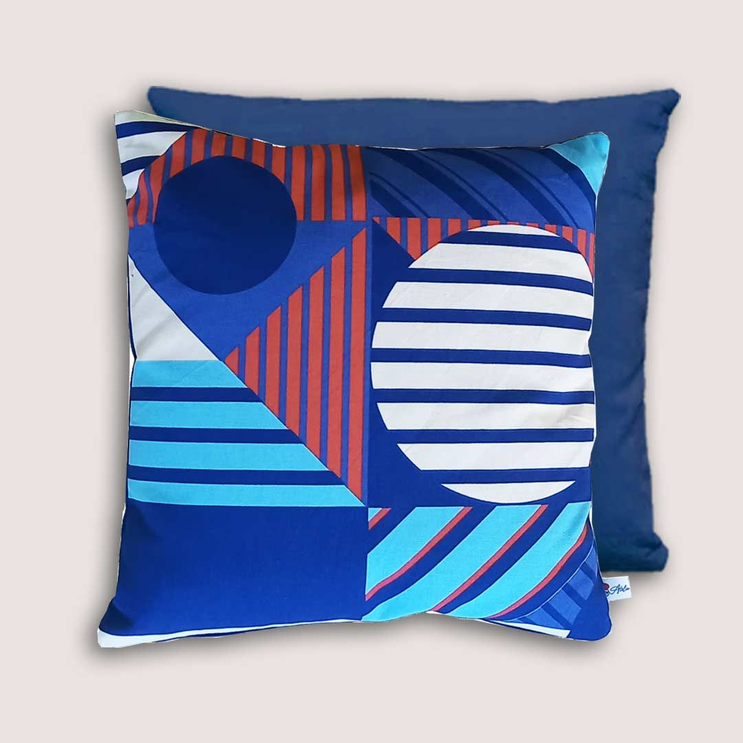 Housse de coussin GRAFIK EVASION - dos Bleu Océan