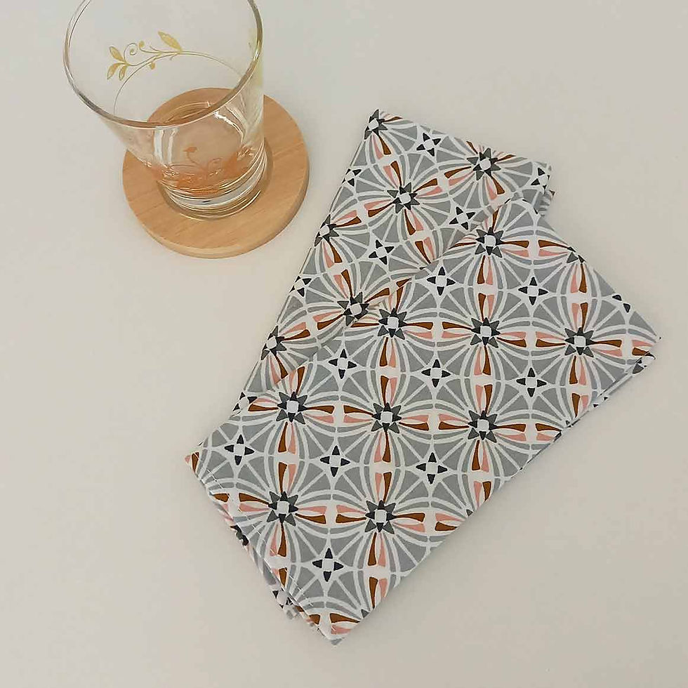 Miniature : Lot de 2 serviettes de table GRAFIK CAP - Gris Orage et Rose tendresse