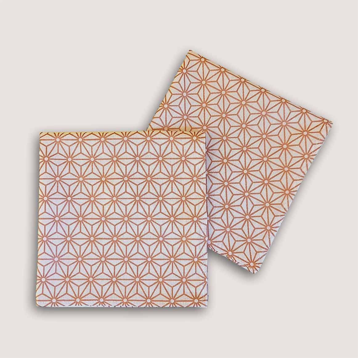 Lot de 2 serviettes de table rose cuivré coton 35x35 cm
