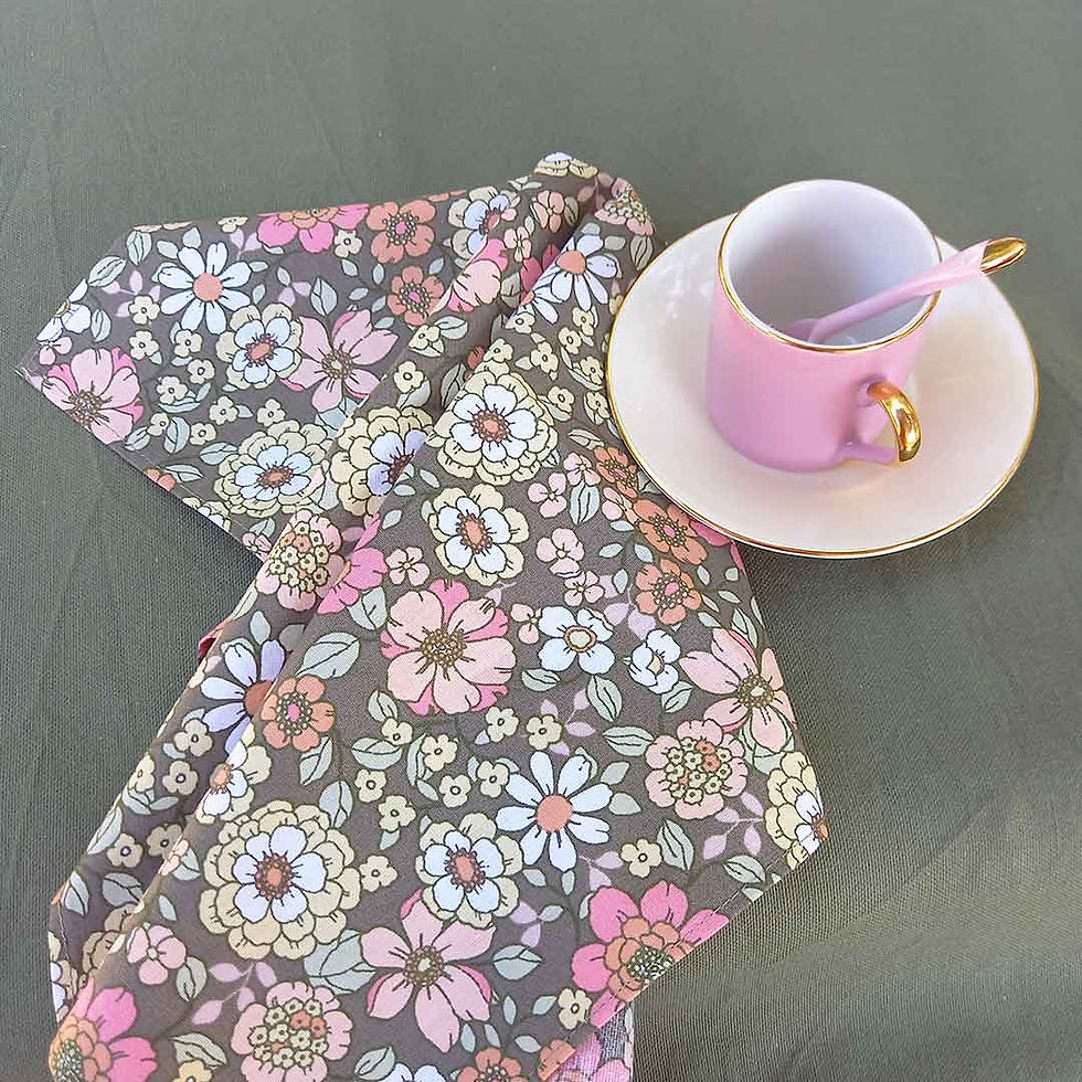 Miniature : Serviettes de table vert kaki liberty 35x35 cm - lot de 2