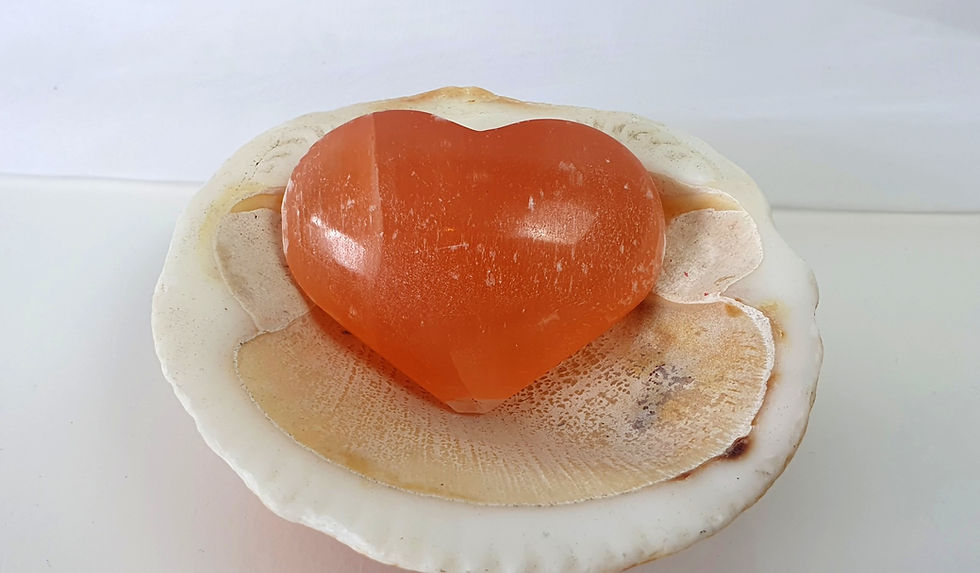 Thumbnail: Selenite Orange puff Heart 7-8mm