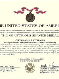 Army retirement award