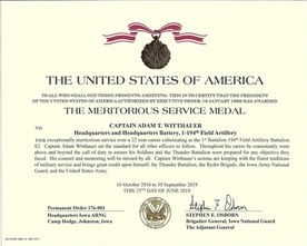 Army retirement award