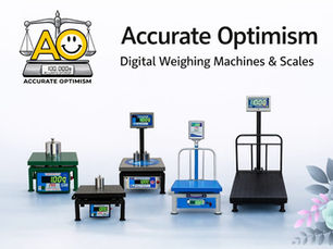 Accurate Optimism Digital Weighing Machines and Scales Poster with logo and product range