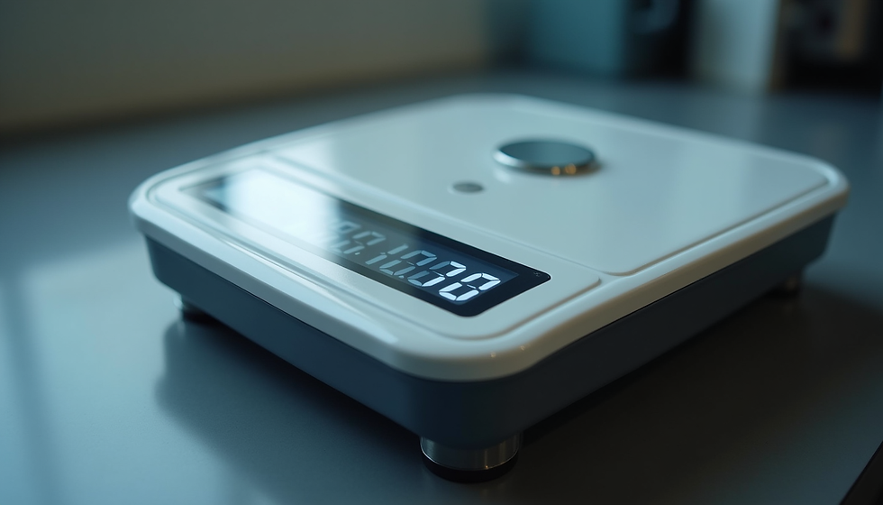 Close-up view of a digital weighing machine showing a clear numeric display