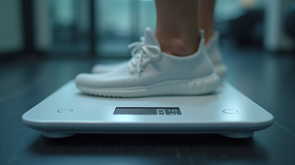 Close-up view of a digital platform weighing scale display showing weight readings
