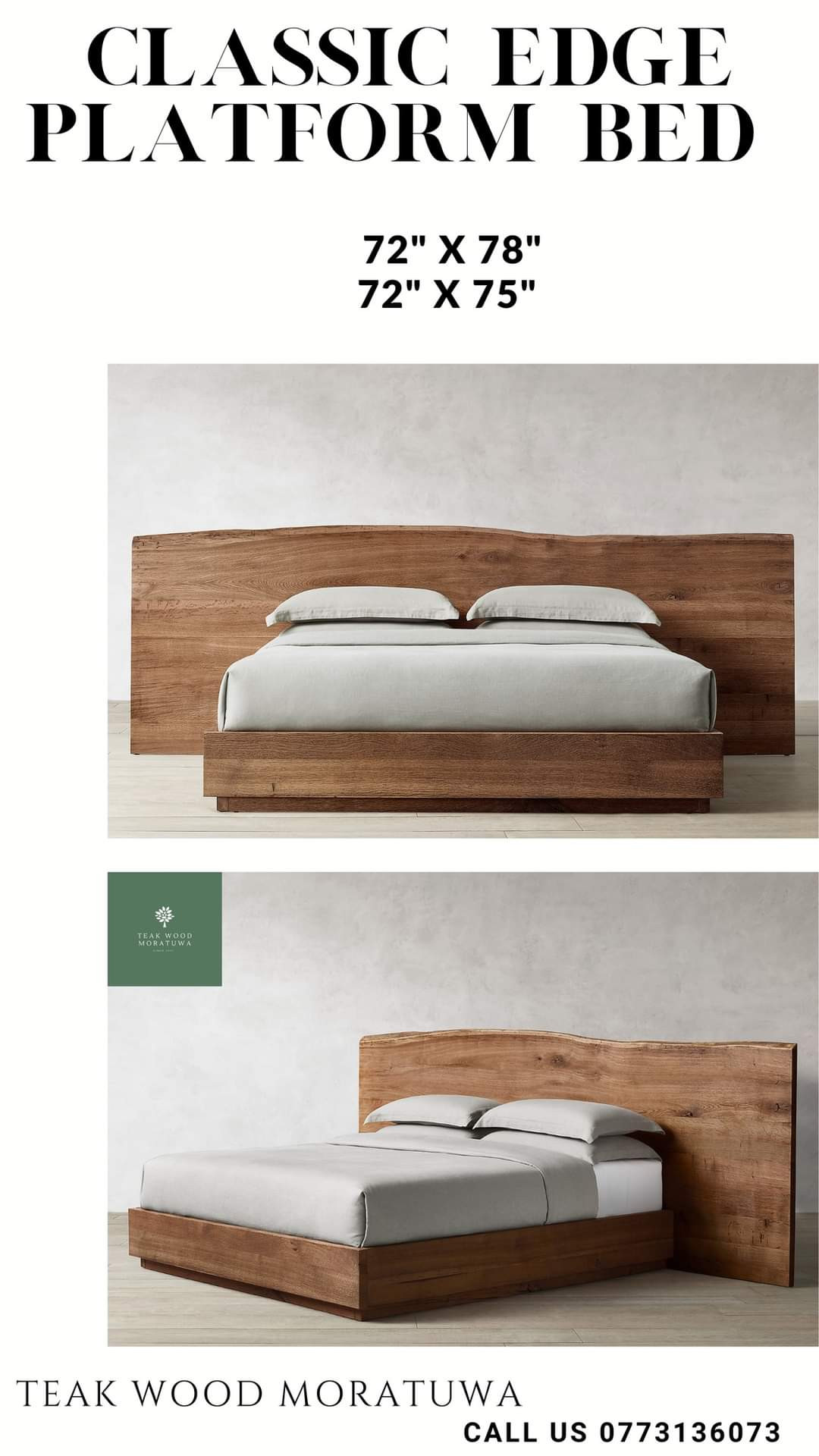Teak classic Edge Platform Bed