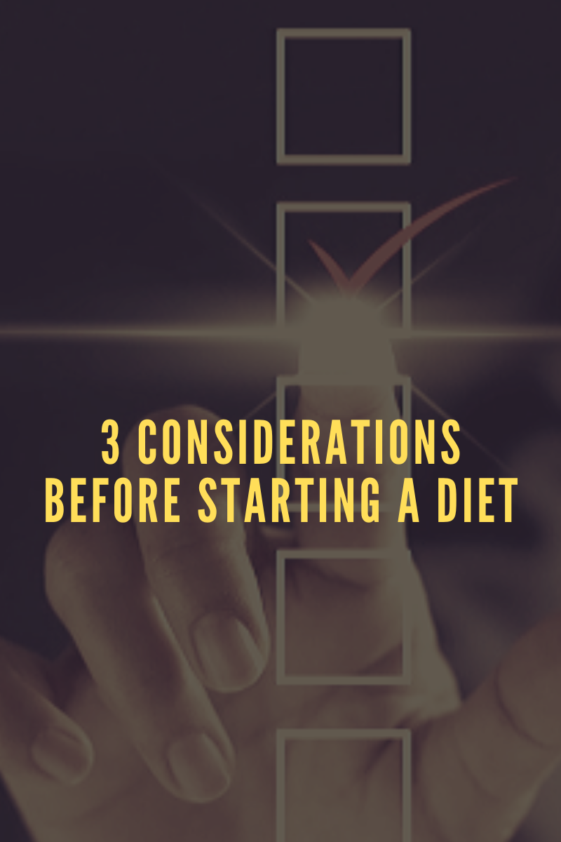3 considerations before starting a diet - image of a hand making a selection from a checklist