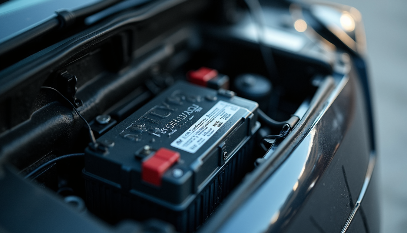 Close-up view of a damaged electric vehicle battery pack after a collision