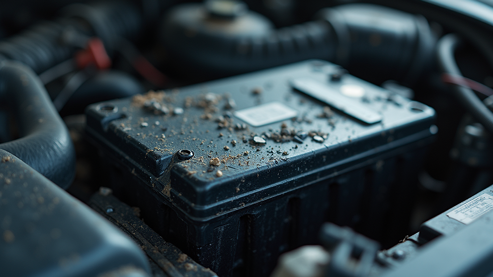 Close-up view of a damaged electric vehicle battery pack