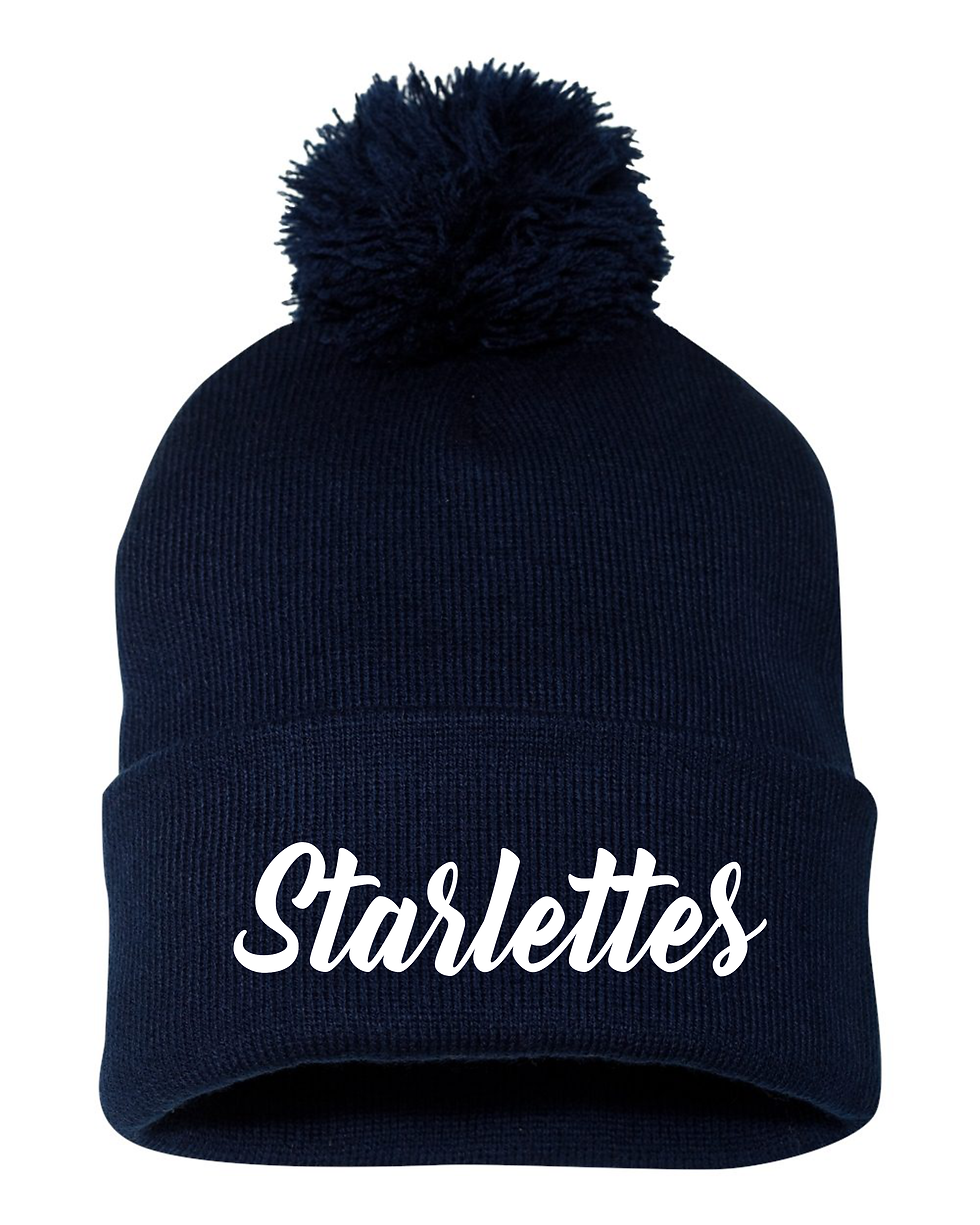 Starlettes Navy Pom Pom Beanie