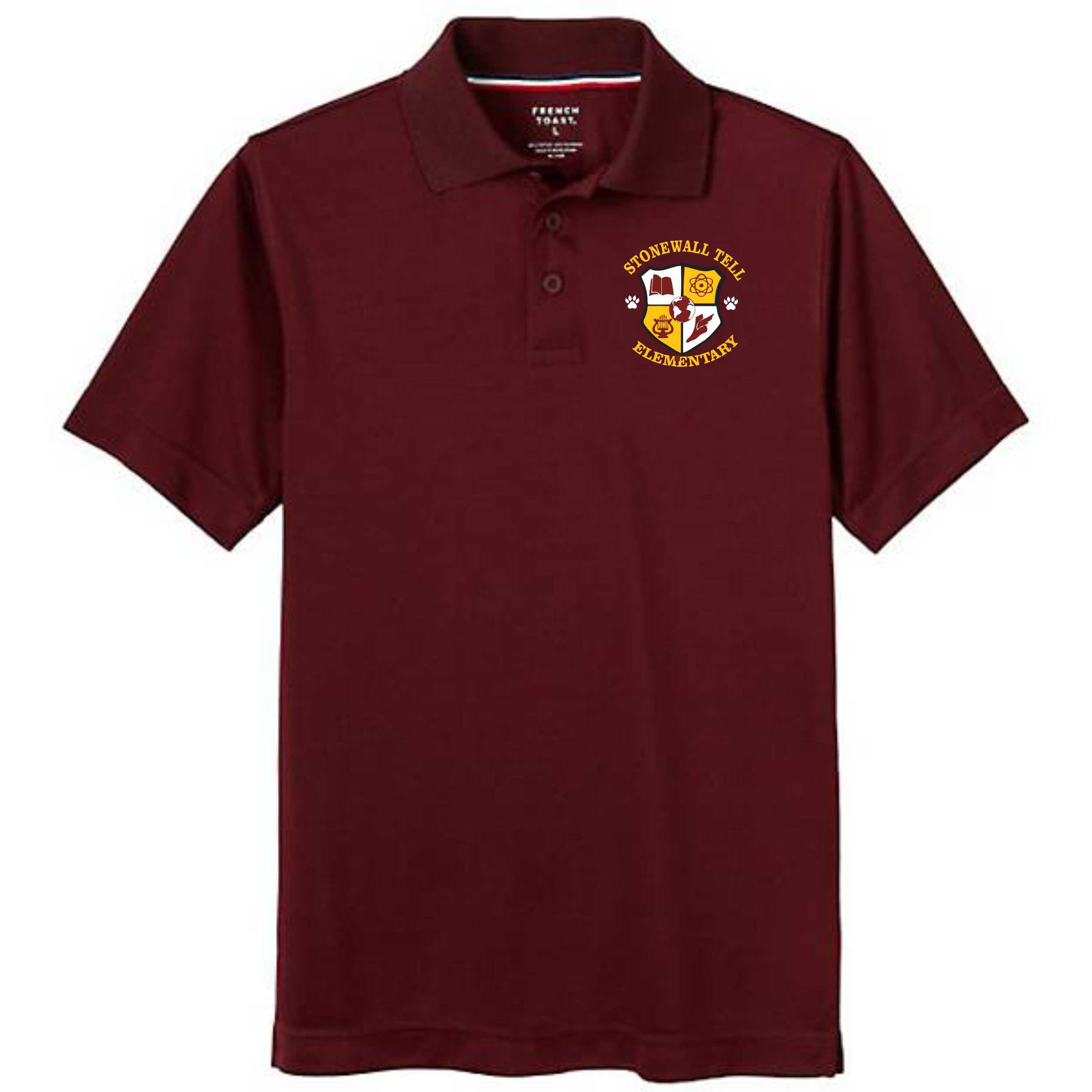 Maroon Stonewall Tell Polo "Shield Logo"