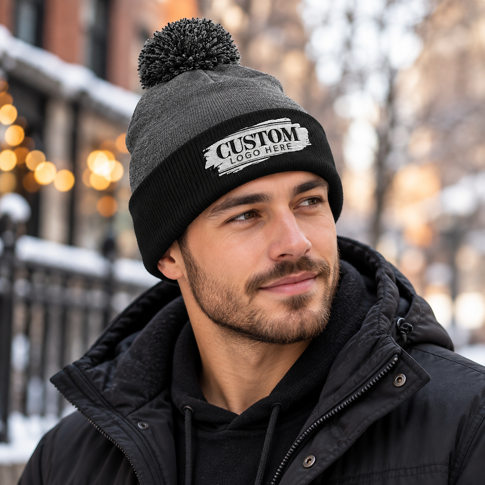 Thumbnail: Custom Embroidered Pom-Pom Knit Cap | Personalized Logo Beanie