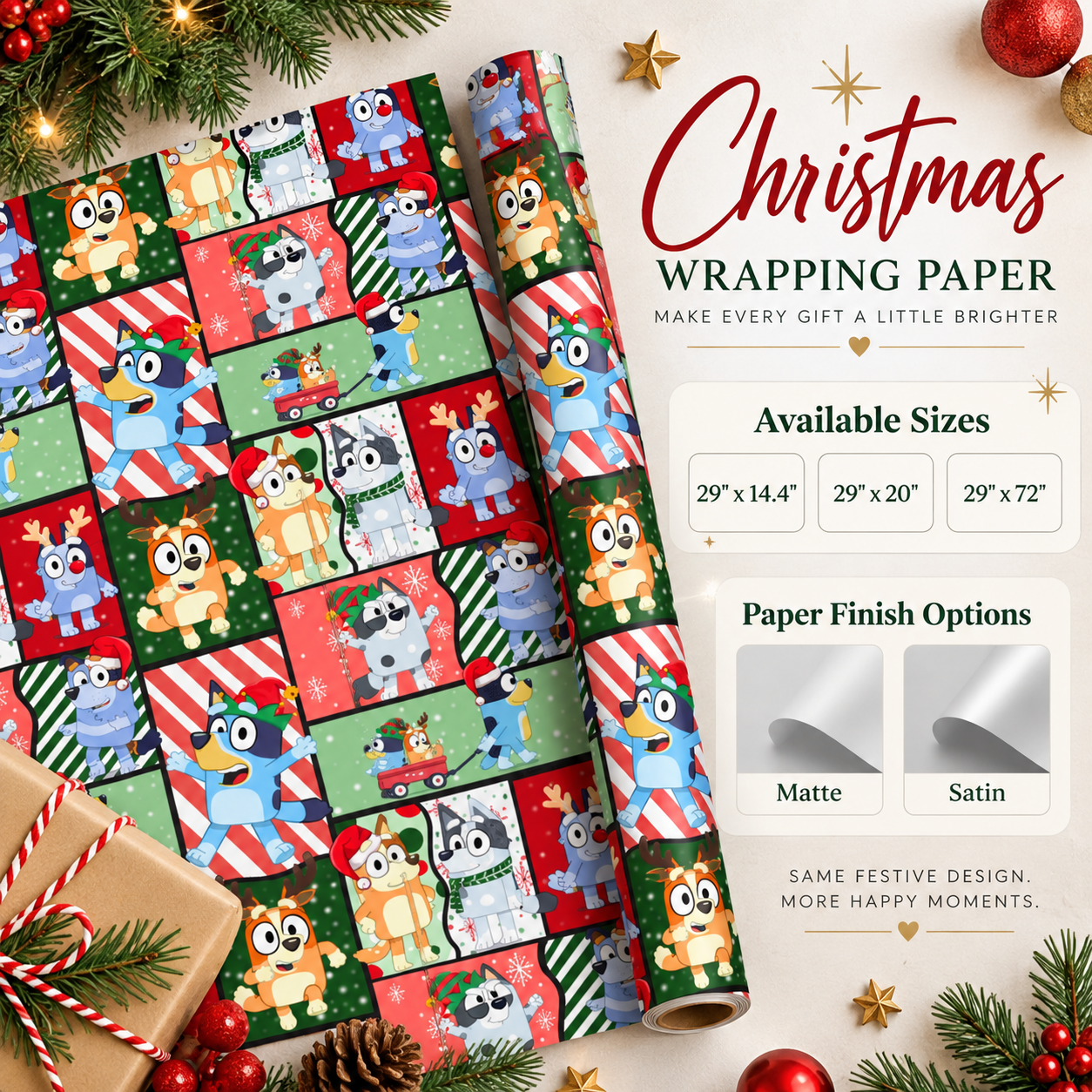 Cute Cartoon Pets Patchwork Gift Wrap Paper | Christmas Wrapping Sheets