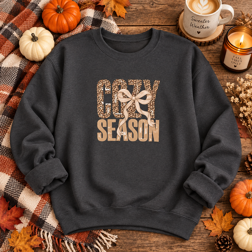 Thumbnail: Cozy Season sweatshirt | leopard Bow Graphic, Neutral Tones