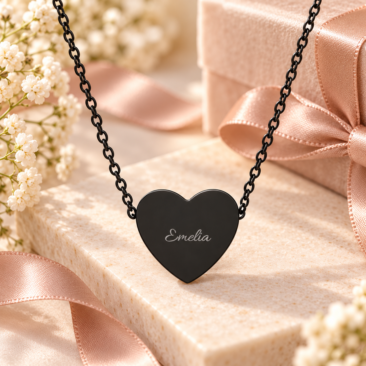 Engravable Heart Necklace | Personalized Heart Pendant Necklace