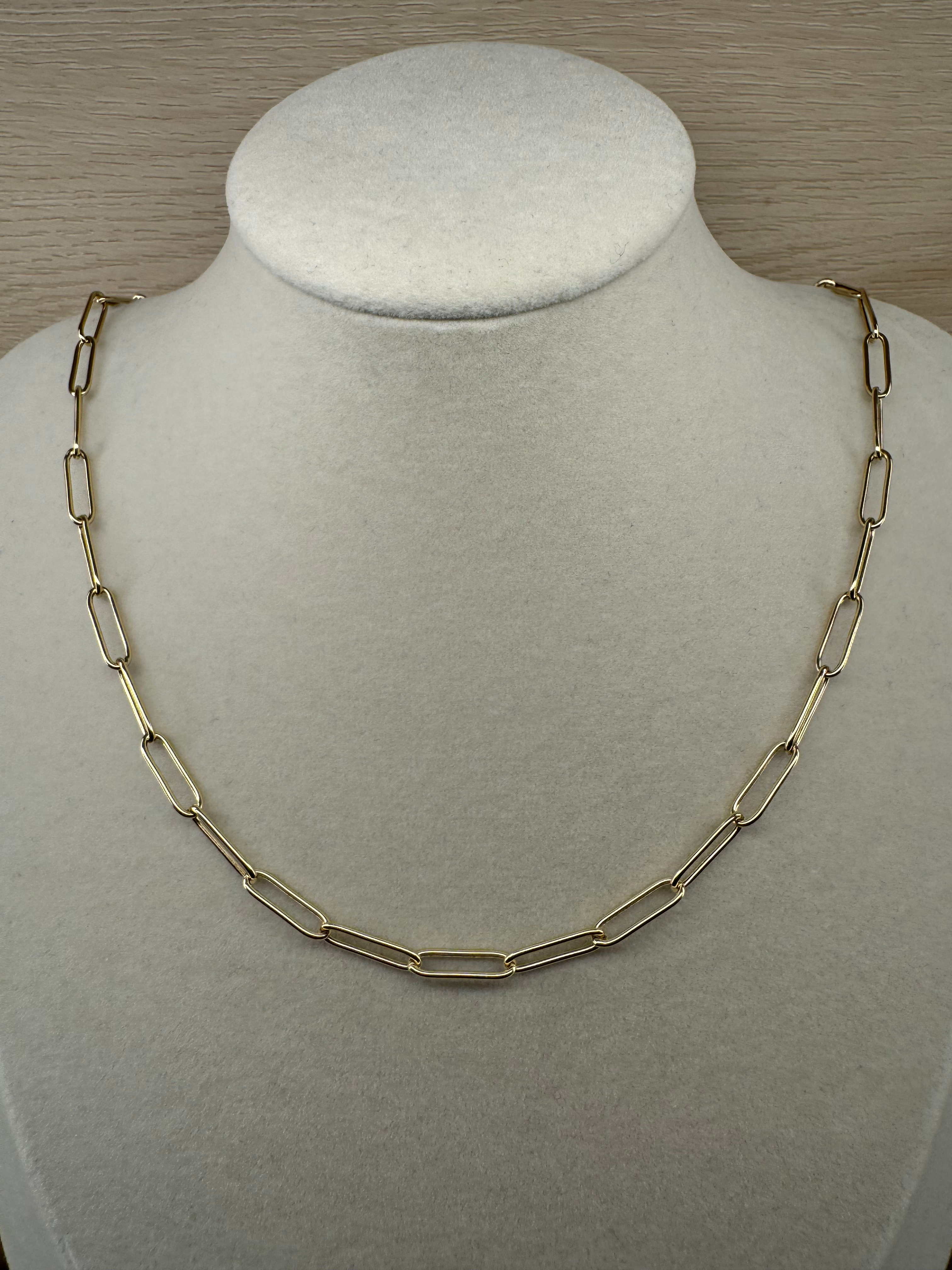 14K Gold 4mm 20 inch Paperclip Necklace