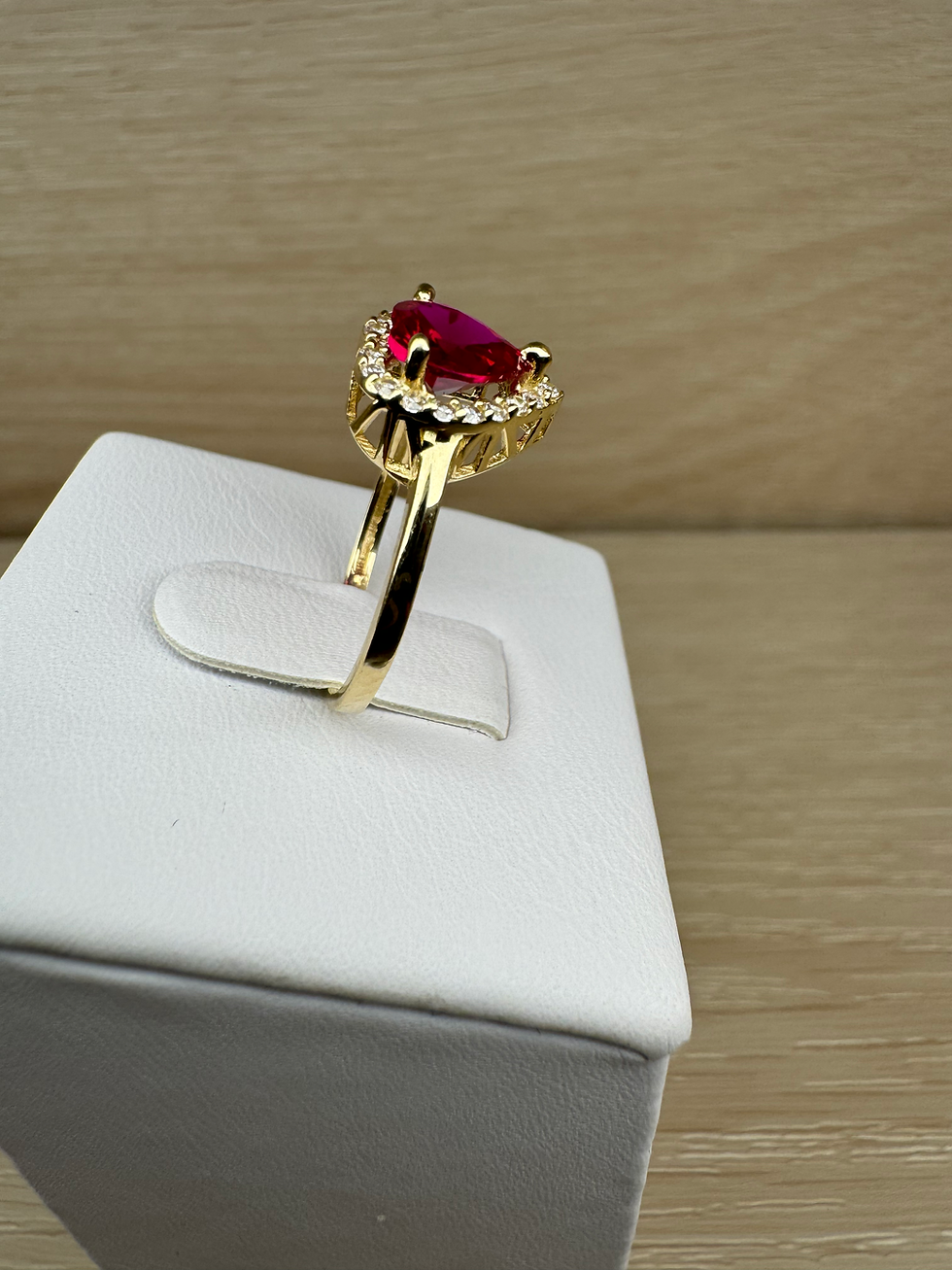 Thumbnail: 14K Gold Red Heart Ring