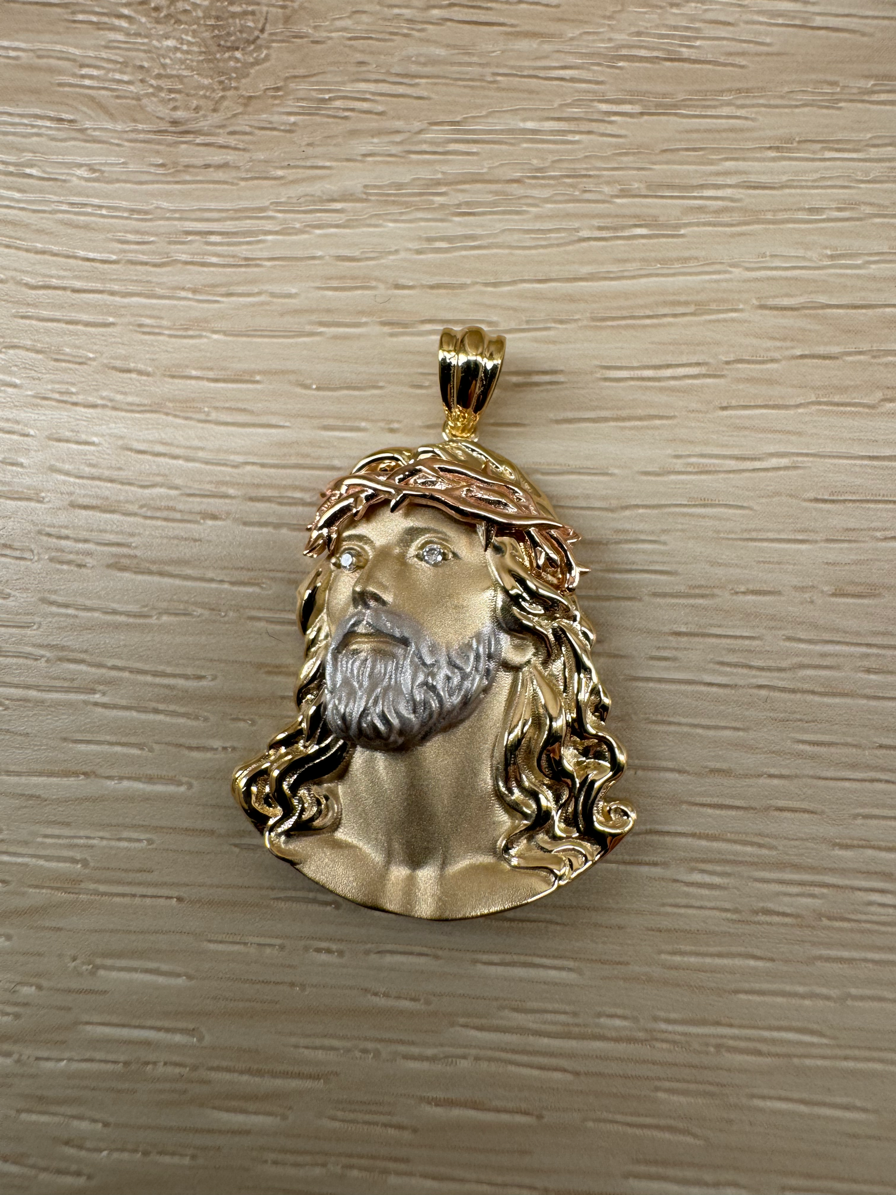 14K Gold Medium Jesus Pendant