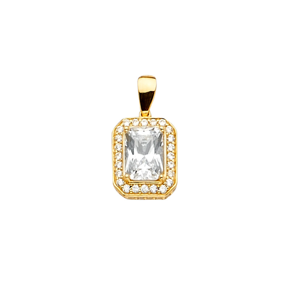 14k Rectangular Stone Pendant