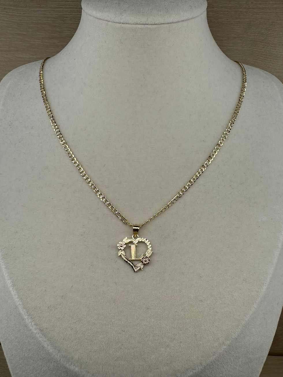 Thumbnail: 14K Gold Heart Letter Pendant
