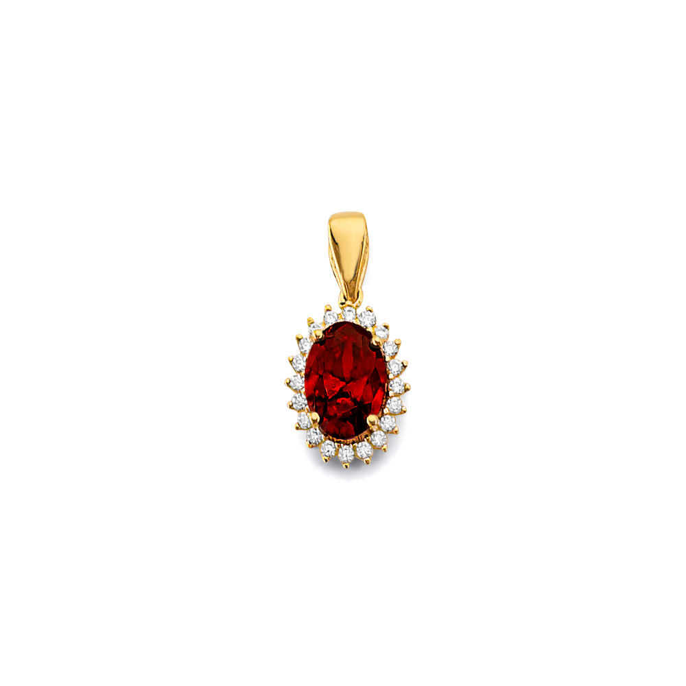 14k Birthstone Oval Pendant