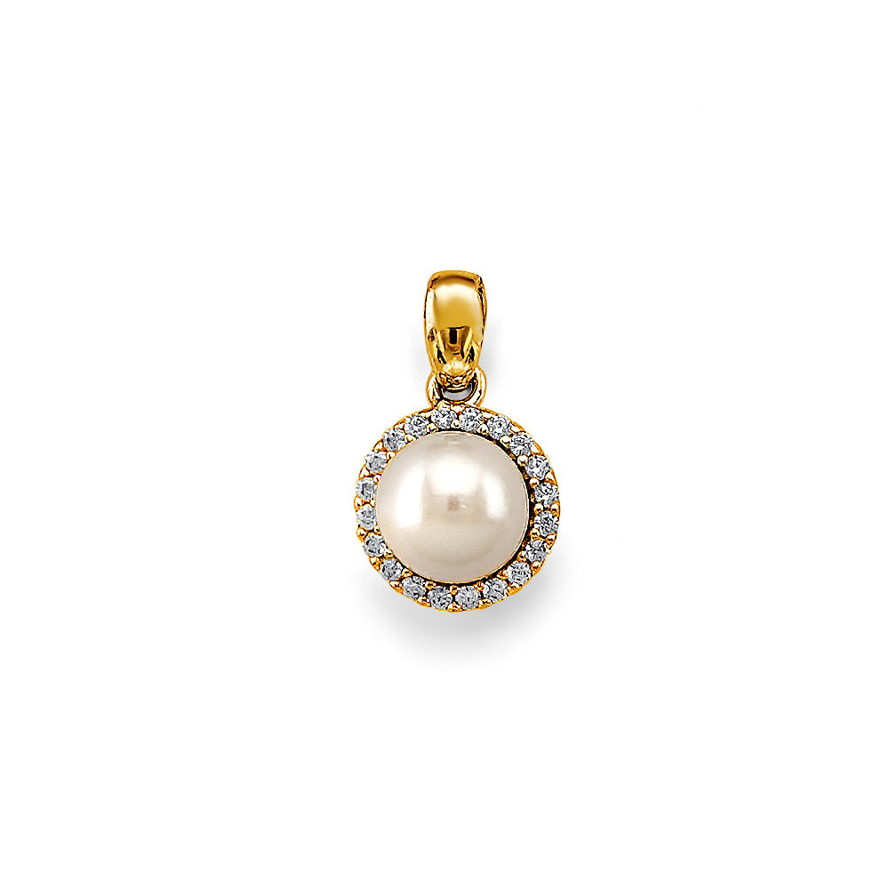 14k Circle Pearl Pendant