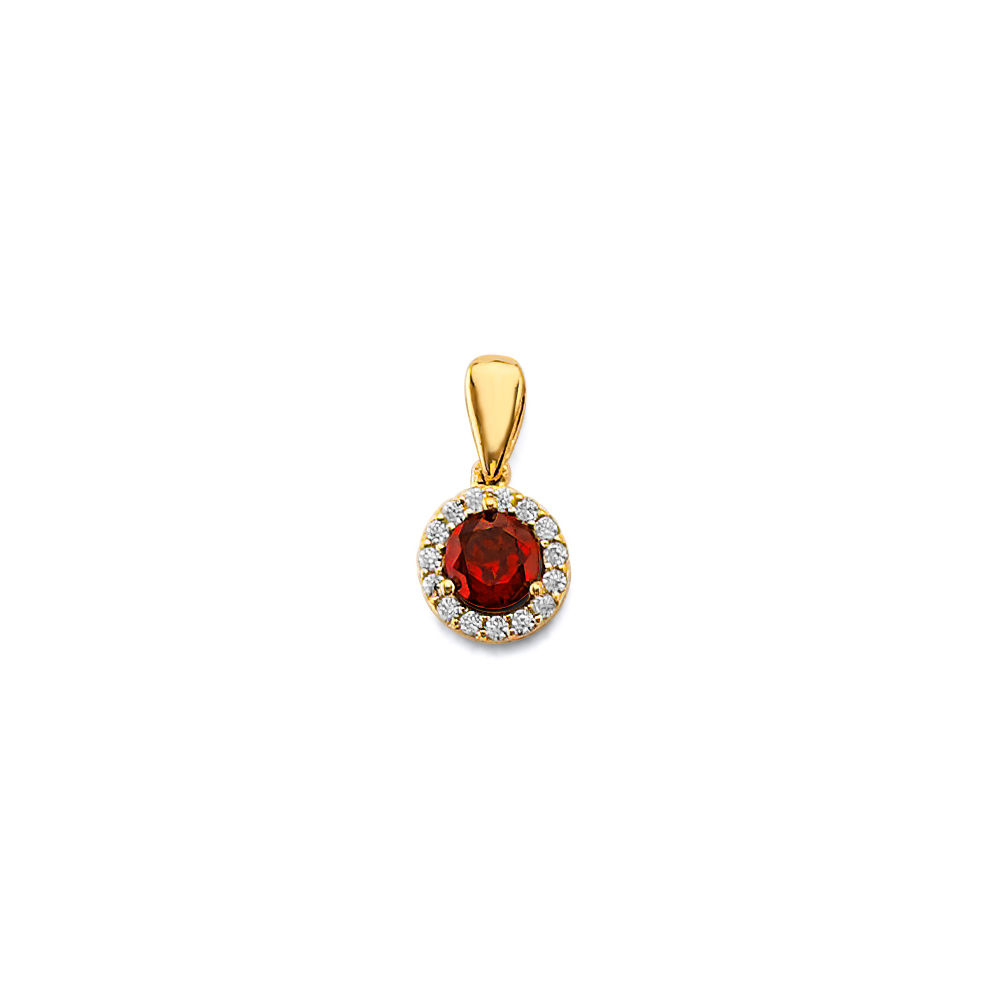 14k Birthstone Circle Pendant
