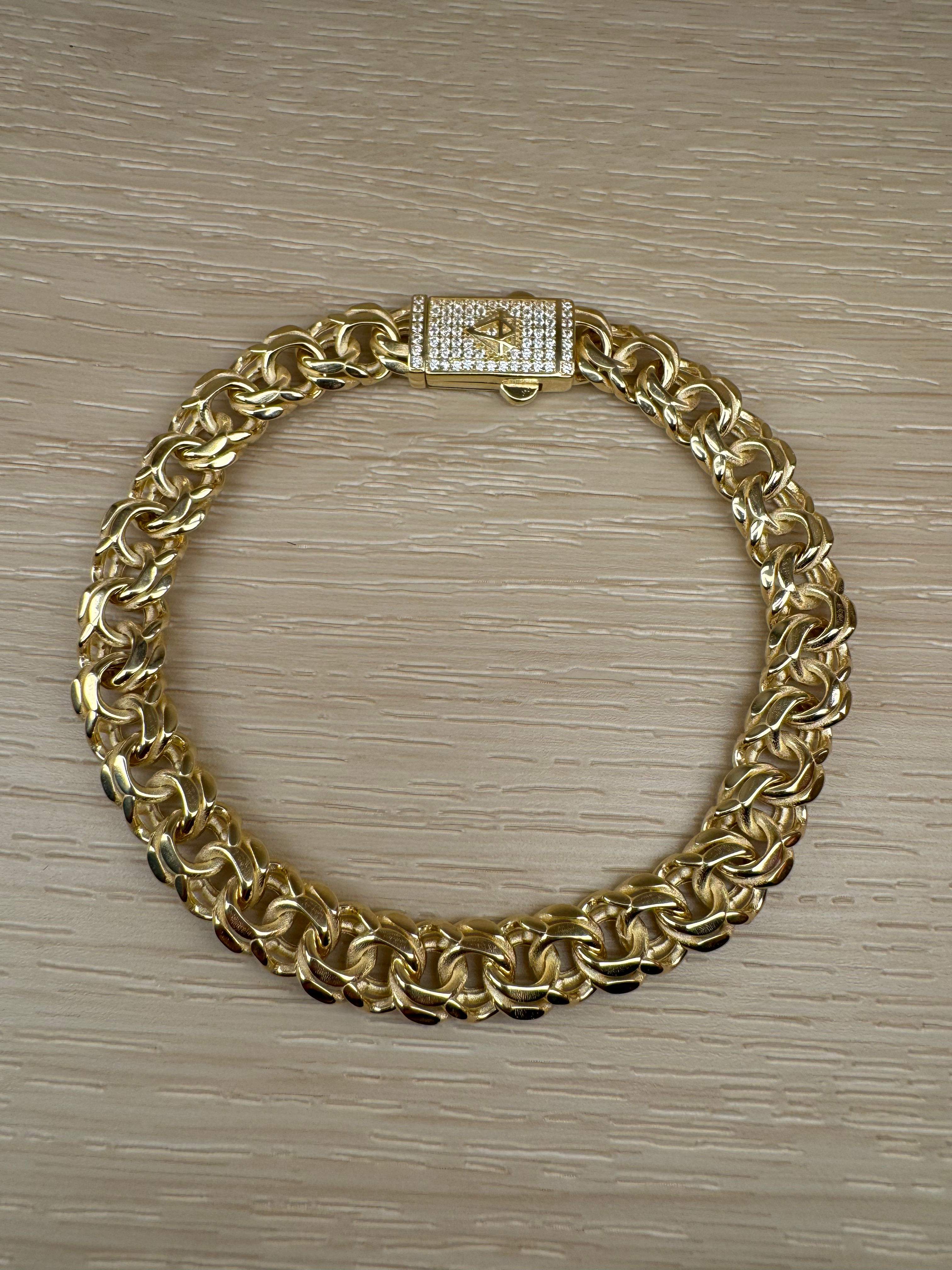 14K Gold 9mm 8.5 Inch Chino Link Bracelet