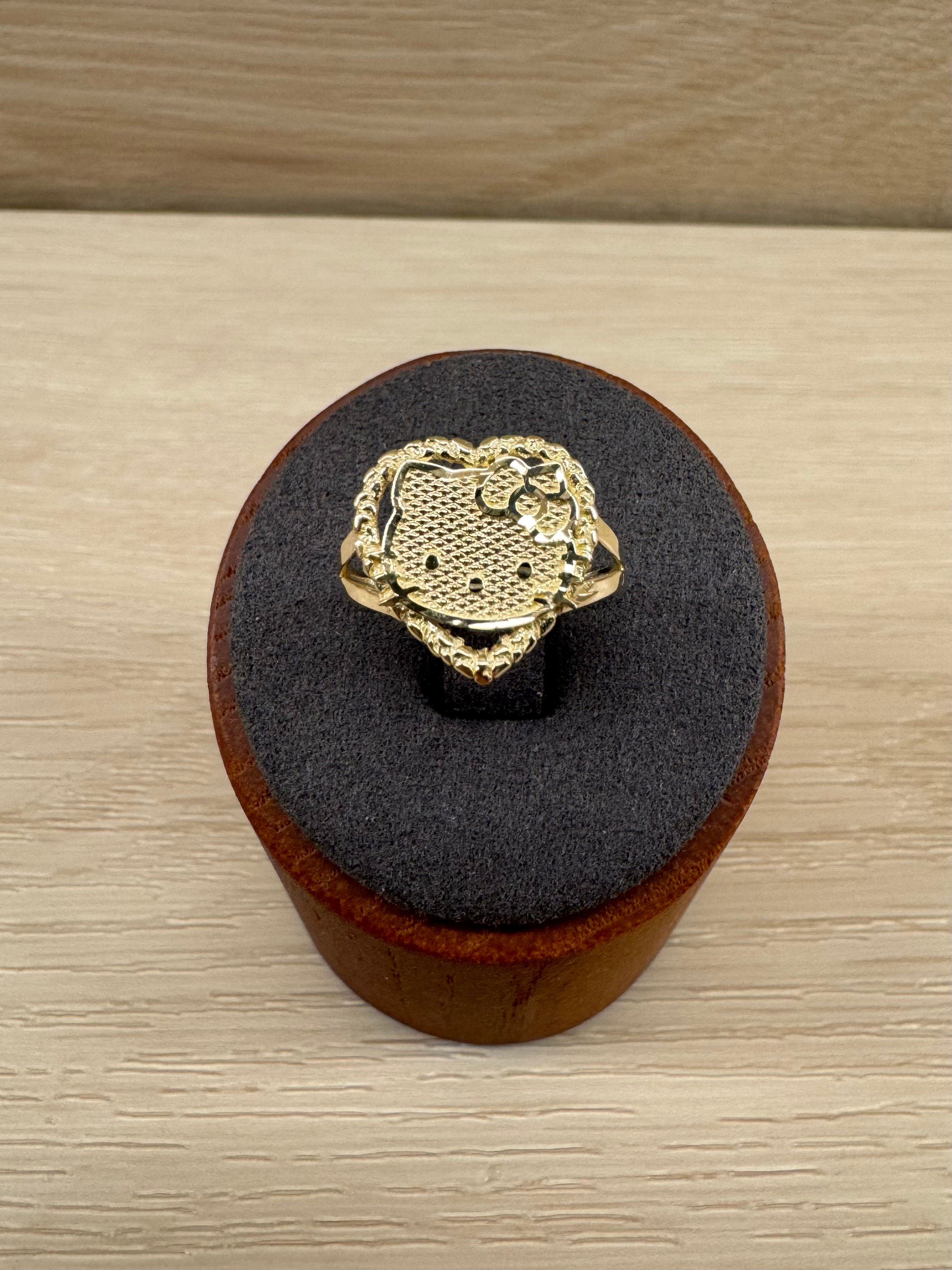 14k Small Heart Kitty Ring