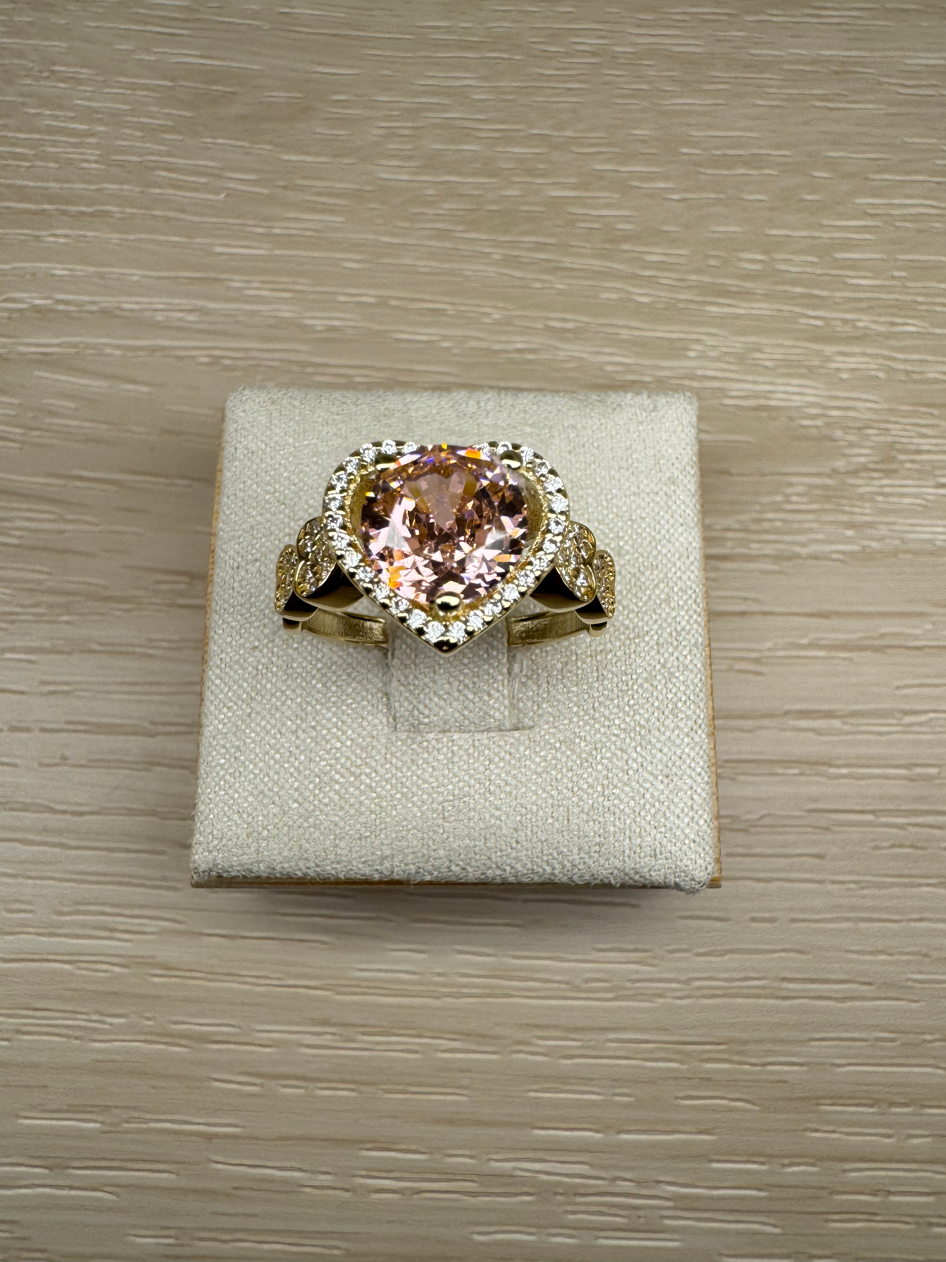 14k Pink Heart Stone Ring
