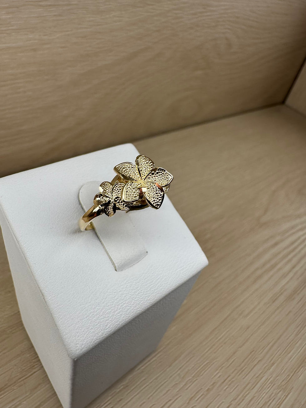 Thumbnail: 14K Gold Plumeria Flower Ring