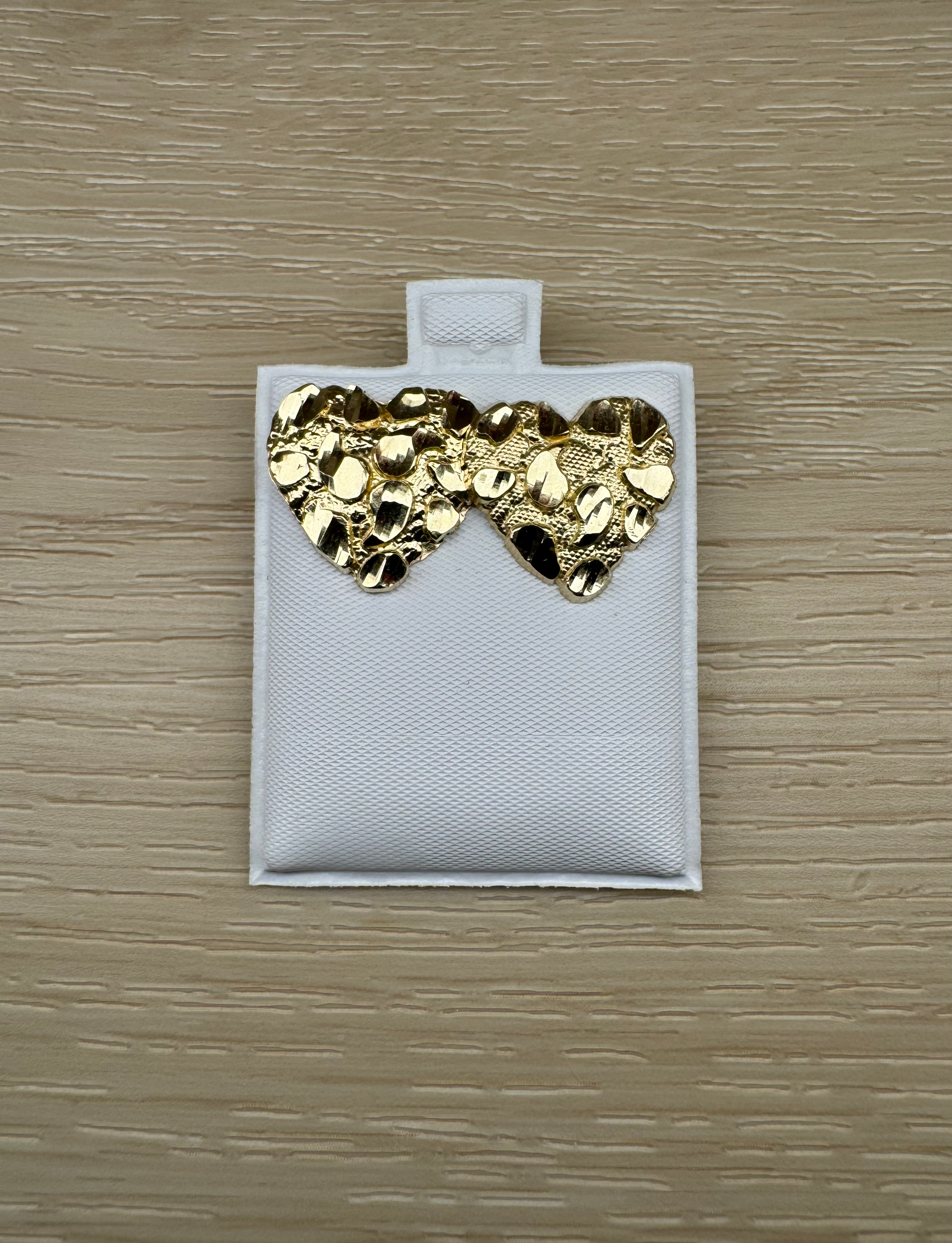 14K Gold Extra Large Heart Nugget Earrings