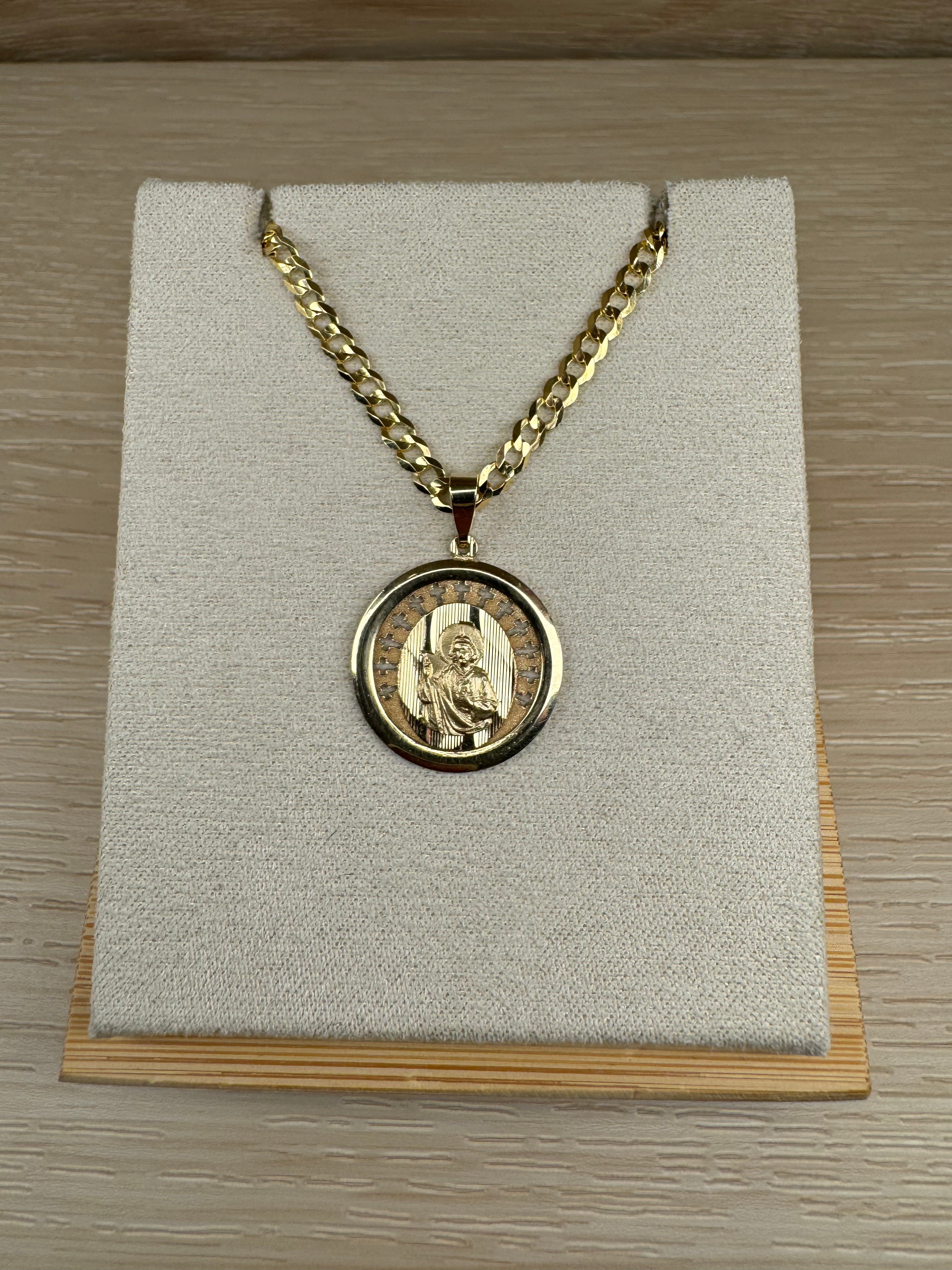 14k Small Circle San Judas Pendant
