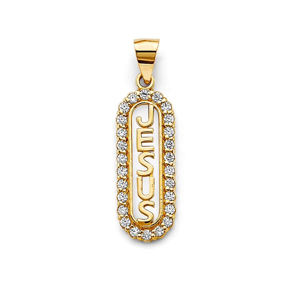 14k Jesus Vertical Pendant