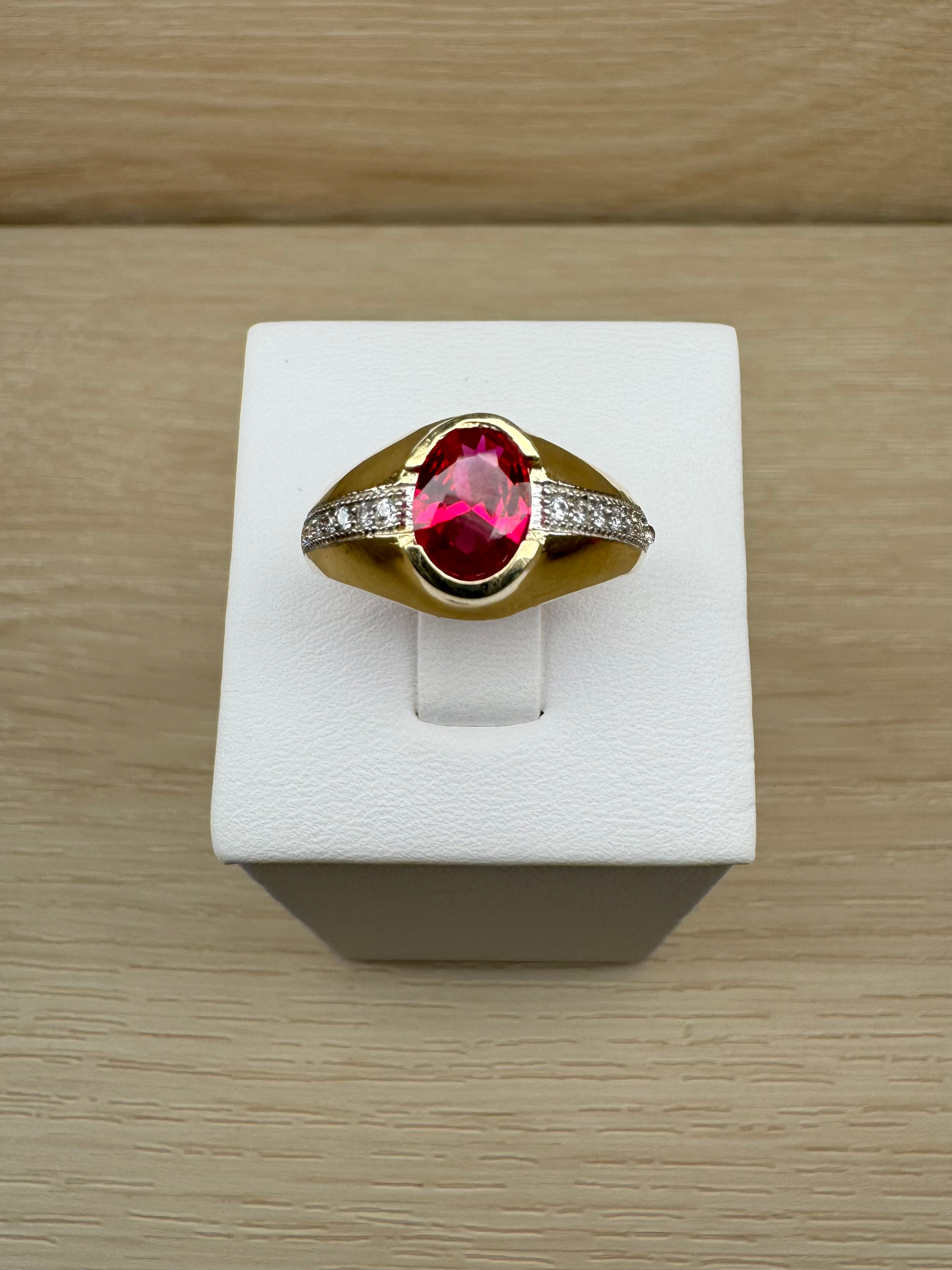 14K Gold Red Ring