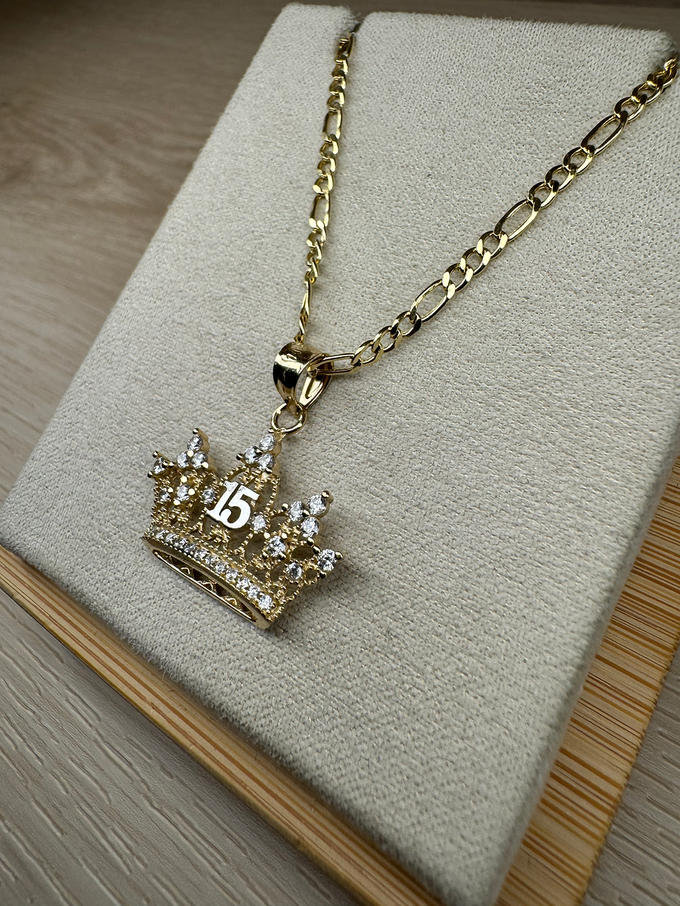 Thumbnail: 14K Gold Large Quince Pendant + Chain Set