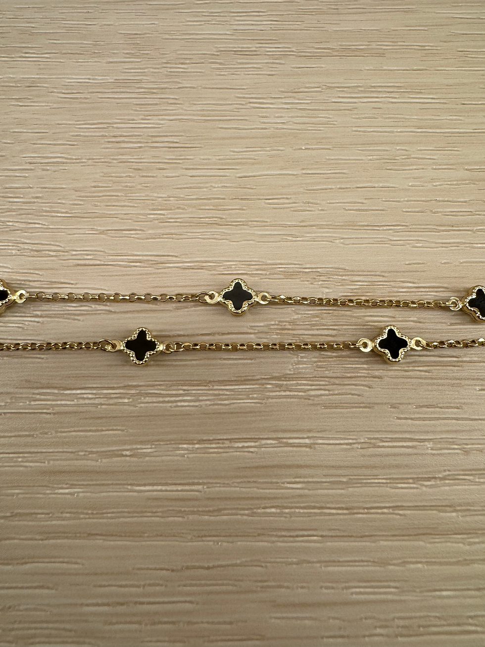 Thumbnail: 14K Gold 18 Inch Black Flower Necklace