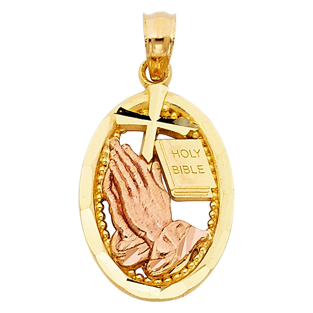14k Two-Tone Praying Hands Pendant
