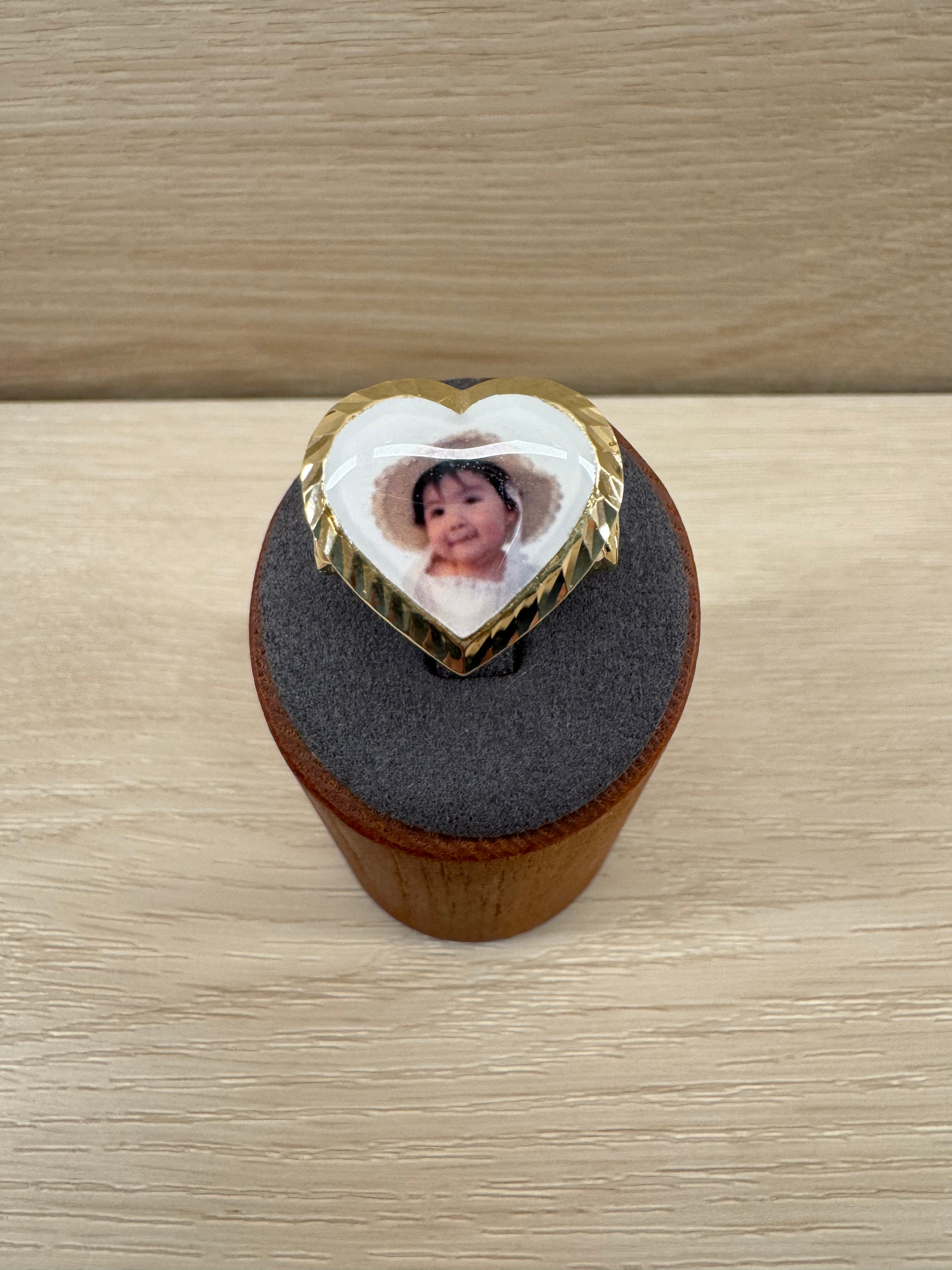 14K Gold Large Heart Cuban Style Ring (Customize Order)