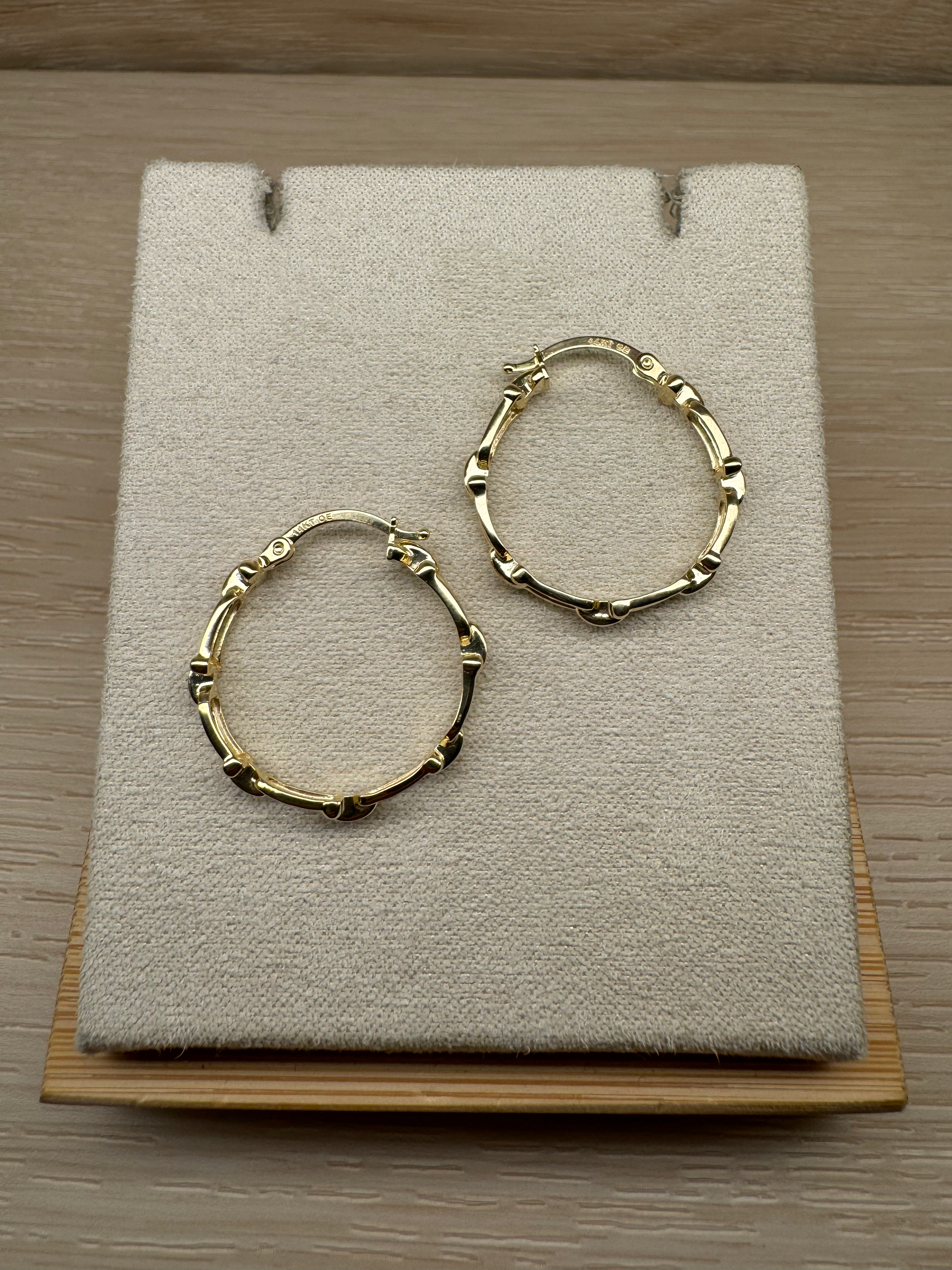14K Gold Medium Fancy Hoop Earring